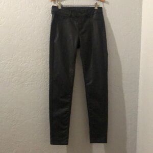 Sexy Black Leather Look Cotton Stretch Pants From Ming by Mango